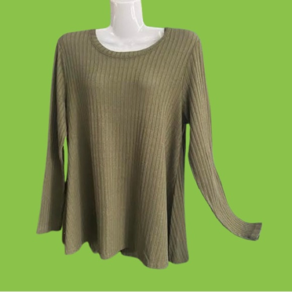 Army Green Ribbed Awake Top - Picture 5 of 12